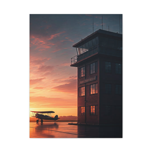 Sunset Airfield Tower Escape Wall Art & Canvas Prints