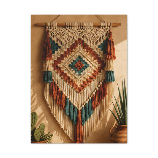 Southwestern Macrame Textile Wall Art & Canvas Print