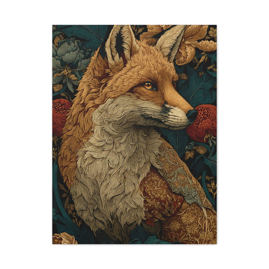 William Morris Style Ornamental Fox Wall Art & Canvas Print
