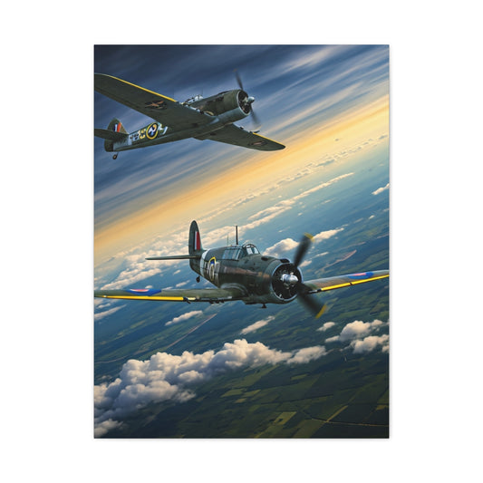 Vintage Warplanes Above the Clouds Wall Art & Canvas Prints