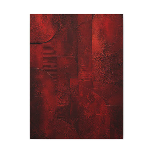 Sculptural Red Plaster Geometry Wall Art & Canvas Print