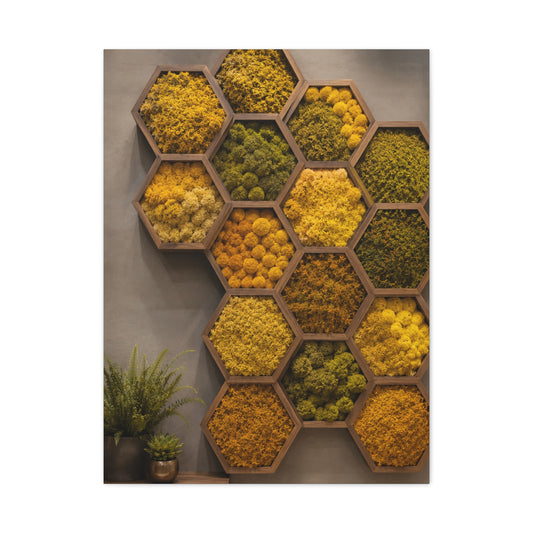 Honeycomb Preserved Moss Biophilic Installation Wall Art & Canvas Print
