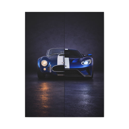 Shelby Cobra vs Ford GT Split Heritage and Modern Wall Art & Canvas Prints