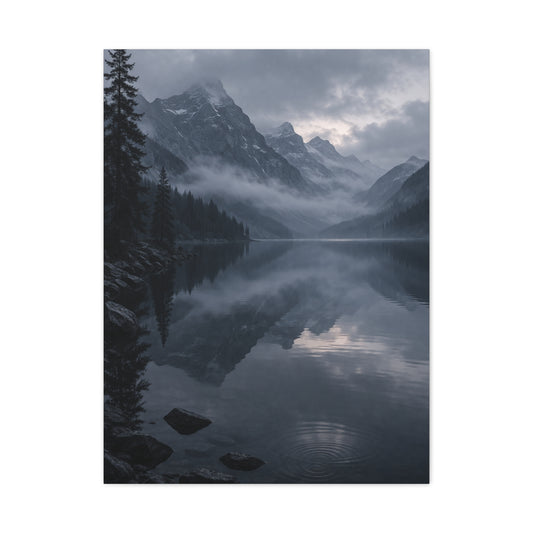 Misty Mountain Lake Reflection Wall Art & Canvas Print