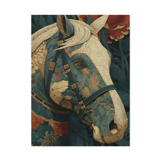 Ornamental Botanical Horse Portrait Wall Art & Canvas Print