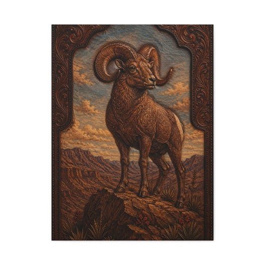 Hand Tooled Bighorn Sheep Southwest Wall Art & Canvas Print