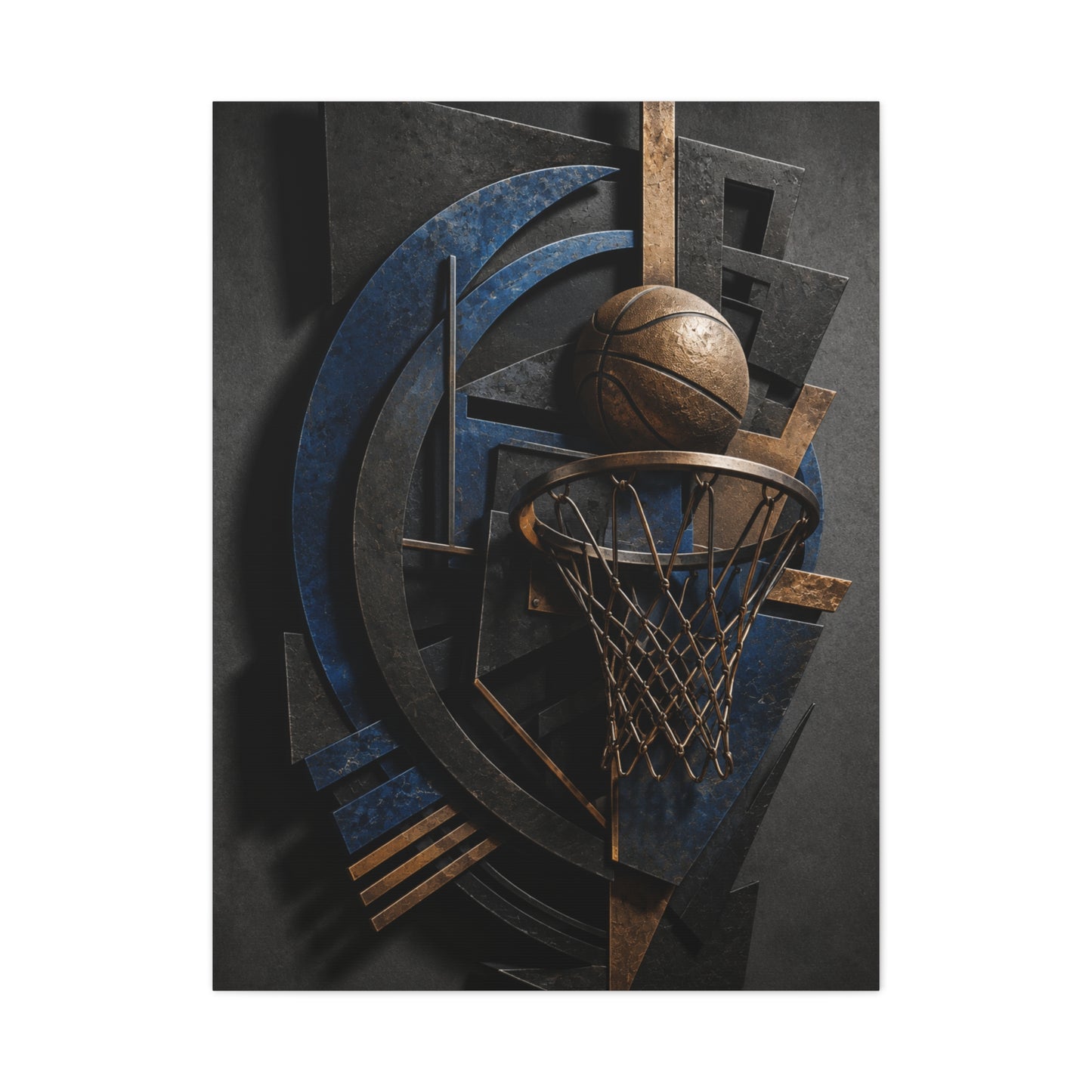 Layered Metal Basketball Sculpture Sports Wall Art & Canvas Print