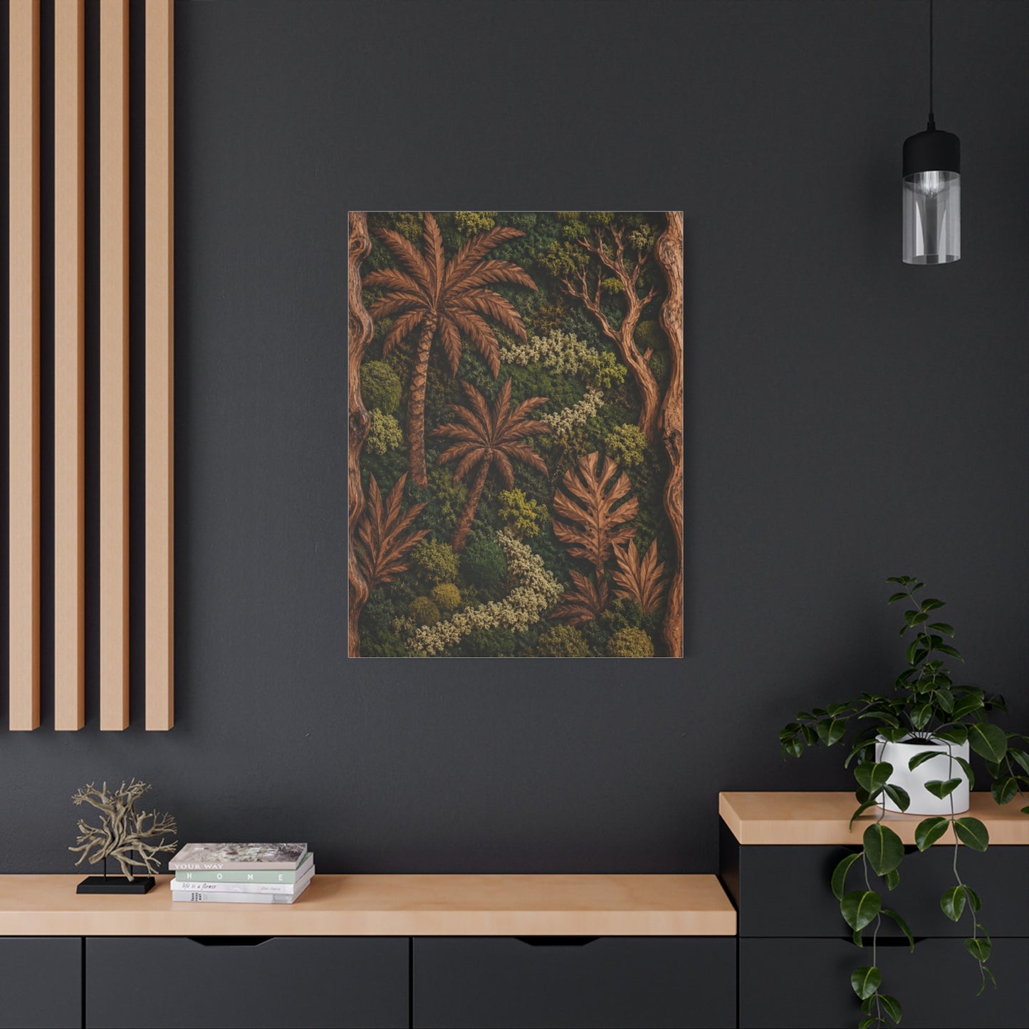 Biophilic Tropical Wood Relief Landscape Tropical Wall Art & Canvas Print