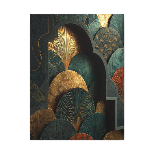 Emerald Art Deco Architectural Wall Art & Canvas Print