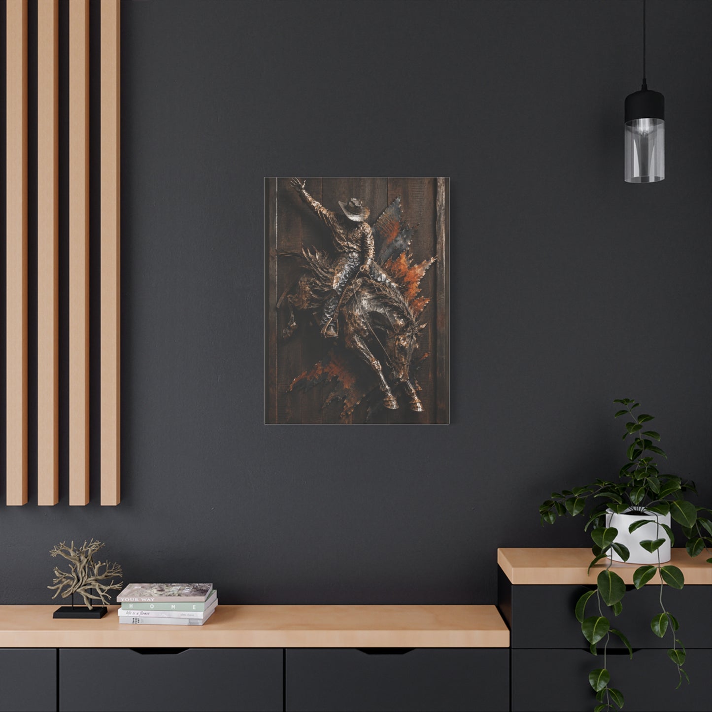 Rodeo Bronc Rider Metal Relief Panel Wall Art & Canvas Print