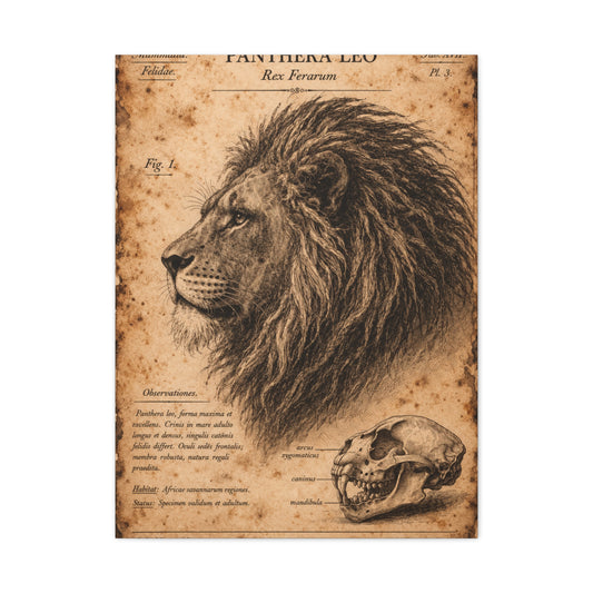 Vintage Lion Natural History Study Wall Art & Canvas Print