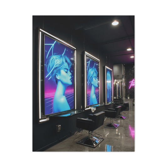 Sleek Contemporary Graphic Artwork With Neon Accents Wall Art & Canvas Print