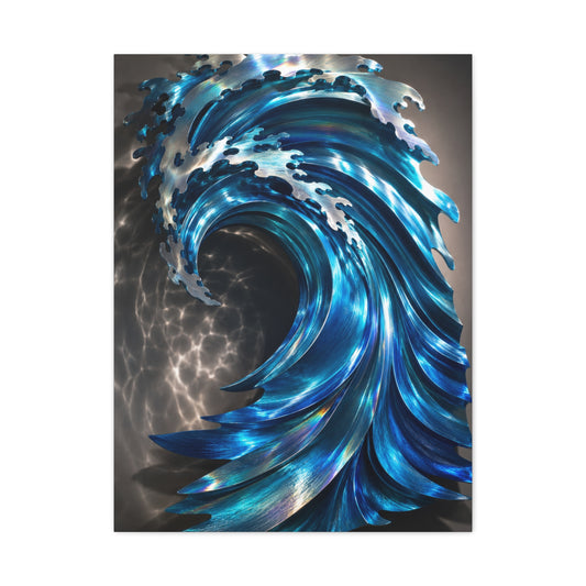 Iridescent Metal Wave Sculpture Wall Art & Canvas Print