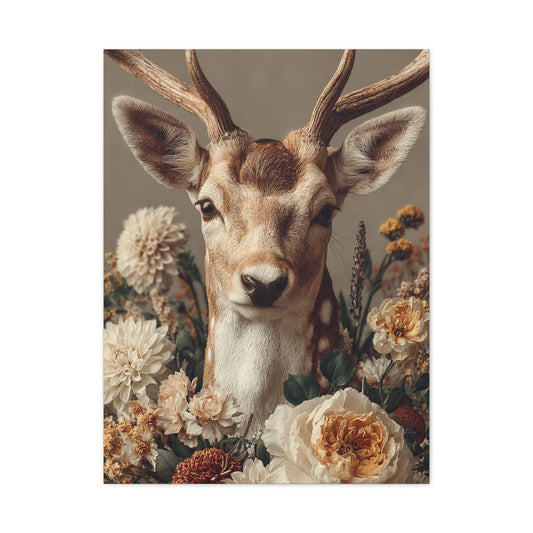 Botanical Deer Portrait Wall Art & Canvas Print