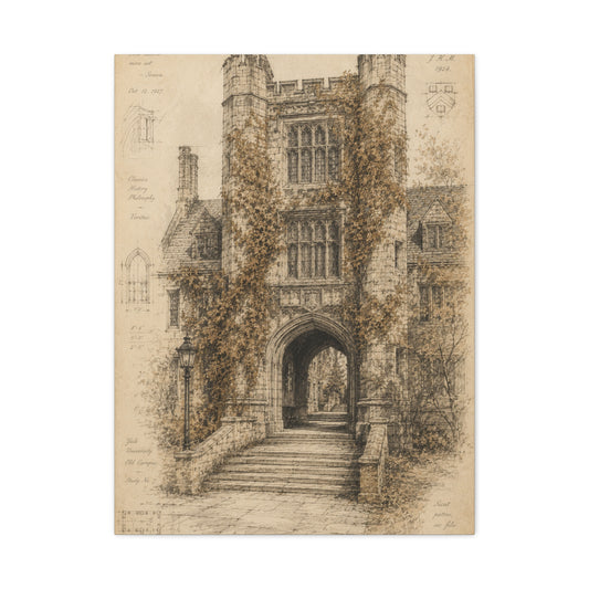Ivy-Covered Gothic Arch Architectural Study Wall Art & Canvas Print