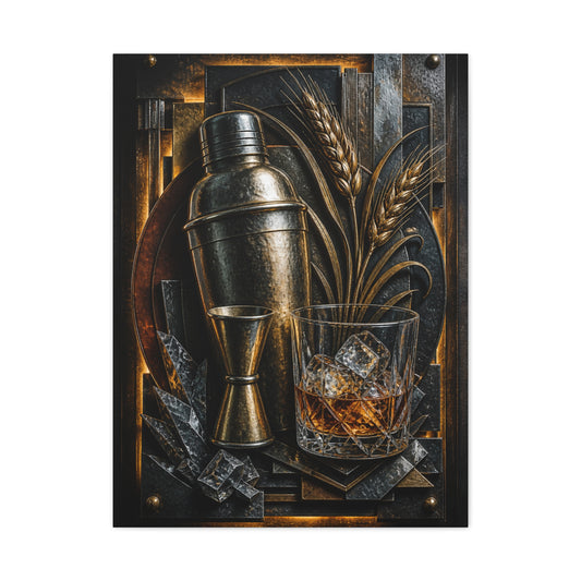 Industrial Cocktail Metal Relief Wall Art & Canvas Print