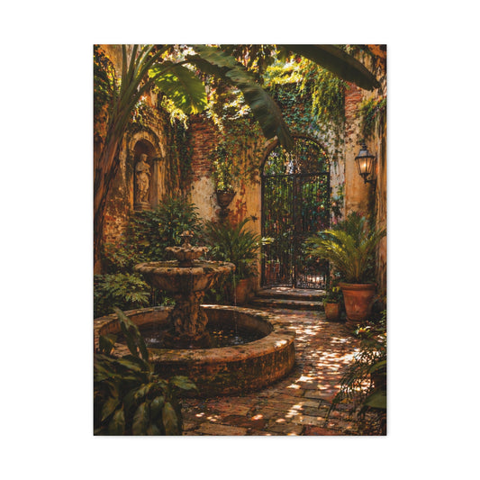 Hidden Courtyard Garden Fountain Wall Art & Canvas Print