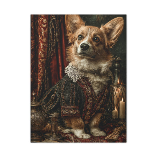Aristocratic Corgi in Renaissance Attire Wall Art & Canvas Print