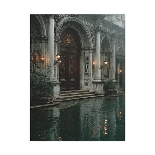 Venetian Palace Canal Entrance Wall Art & Canvas Print