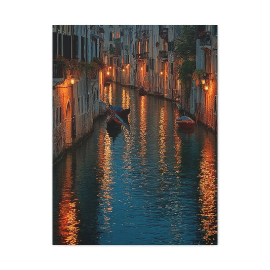 Venetian Canal Evening Glow Wall Art & Canvas Print