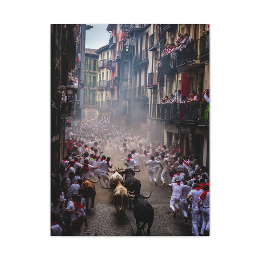 Pamplona Festival Bull Run Wall Art & Canvas Print