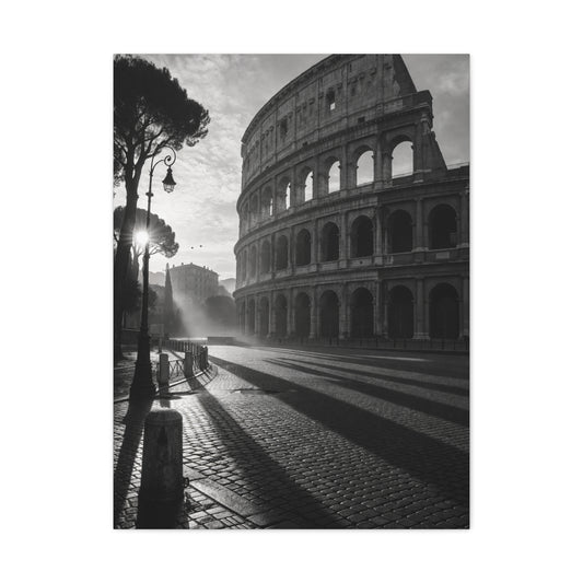 Colosseum Morning Light Monochrome Wall Art & Canvas Print