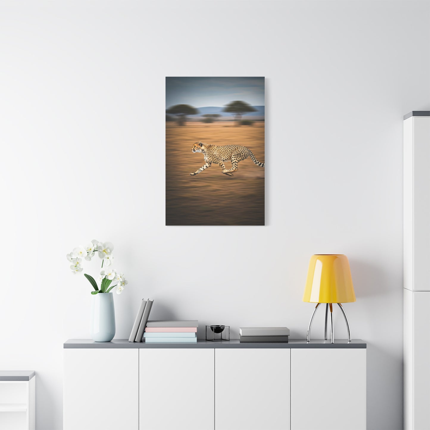 Cheetah Sprint Across the Desert Plains Wall Art & Canvas Prints