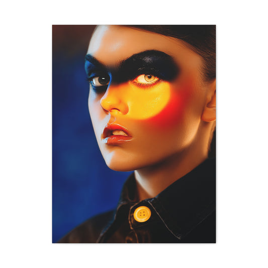 High Fashion Editorial Neon Shadow Portrait Wall Art & Canvas Print