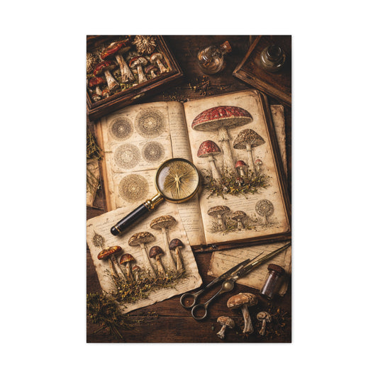 Cabinet-of-Curiosities Mushroom Study Wall Art & Canvas Print