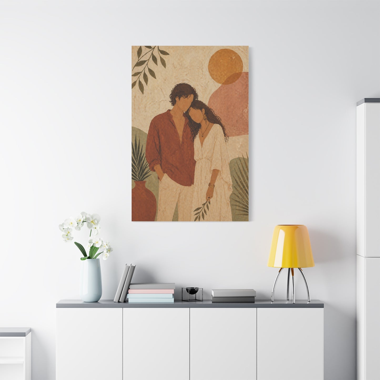 Bohemian Faceless Couple Portrait Wall Art & Canvas Print