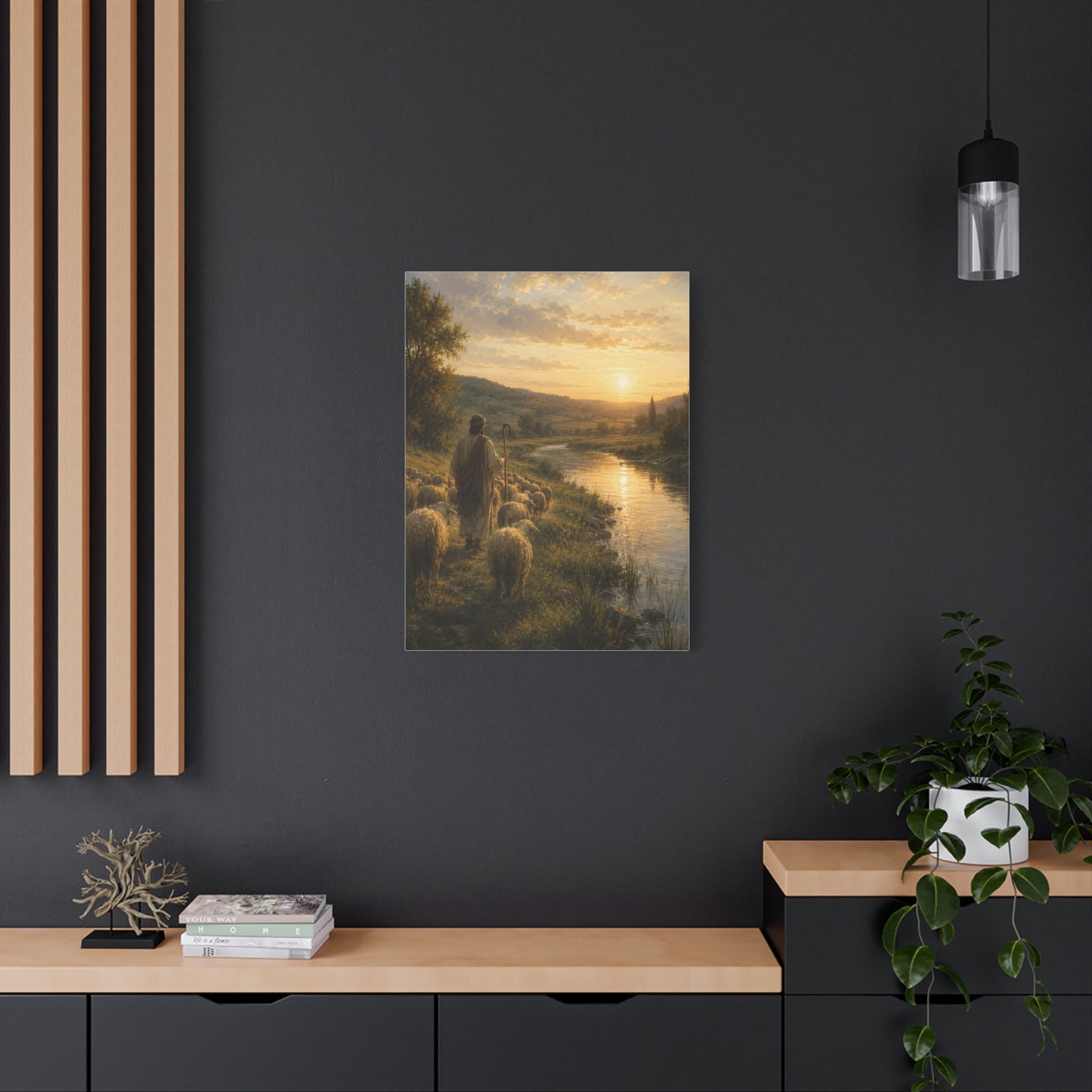 Psalm 23 Shepherd Beside Still Waters Scripture Wall Art & Canvas Print