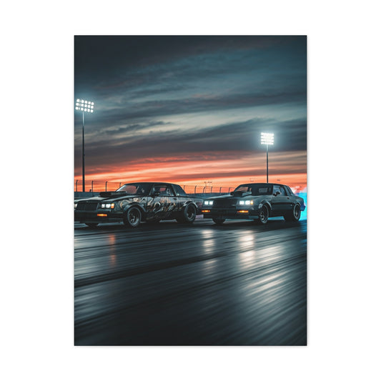 Buick Regal GNX vs G Body Grand Prix Sunset Drag Run Wall Art & Canvas Prints