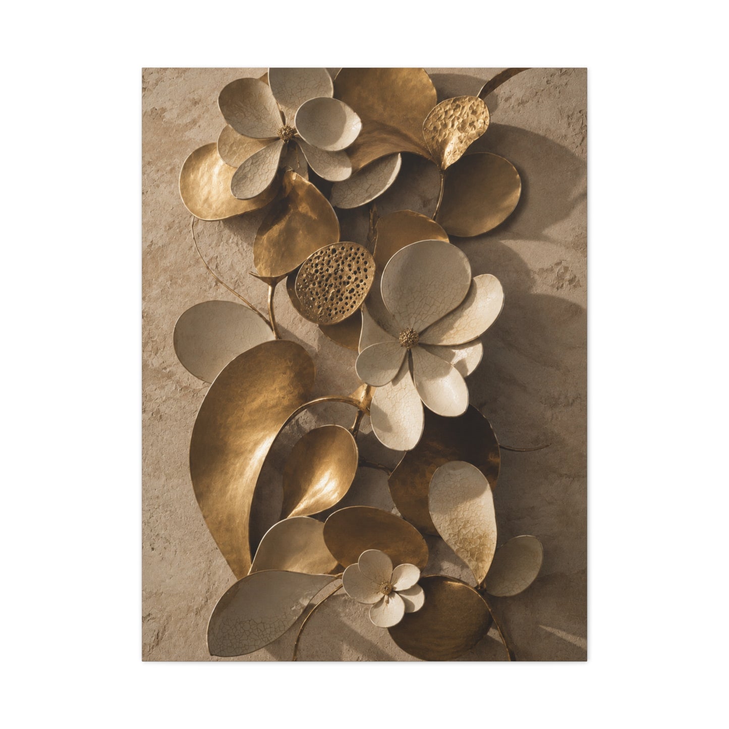 Brass and Ceramic Floral Relief Wall Art & Canvas Print
