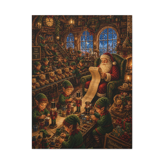 Cozy Traditional Santa Workshop Wall Art & Canvas Print