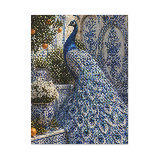 Mediterranean Ceramic Garden Peacock Wall Art & Canvas Print