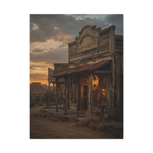 Old Town Western Saloon Exterior Scene Wall Art & Canvas Print