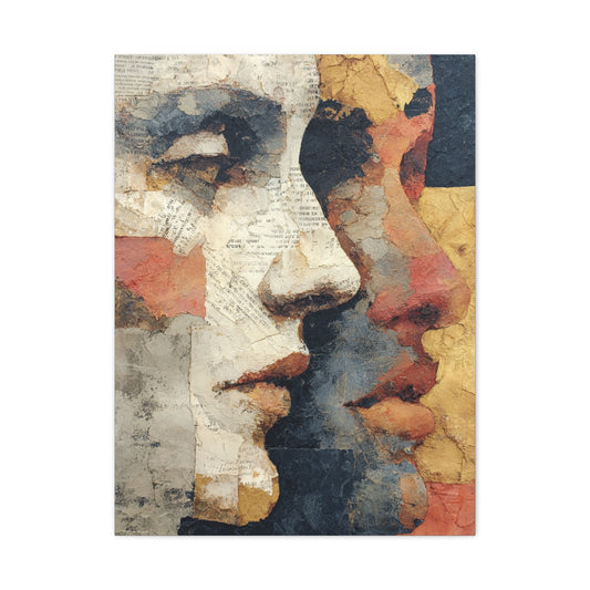 Dual Faces Collage Abstraction Wall Art & Canvas Print