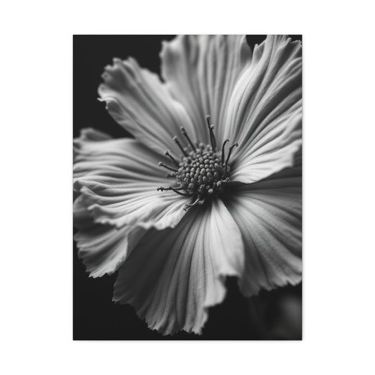 Dramatic Monochrome Cosmos Bloom Wall Art & Canvas Prints