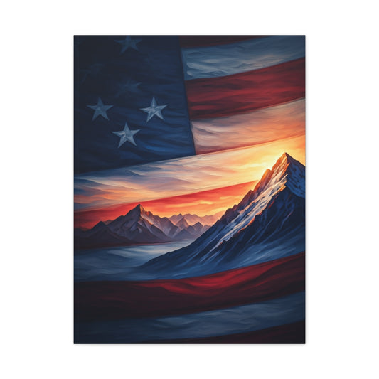 Mountain Horizon American Flag Tribute Wall Art & Canvas Prints