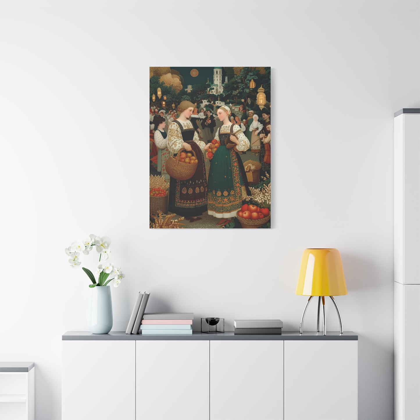 Village Harvest Festival Folk Scene Wall Art & Canvas Print