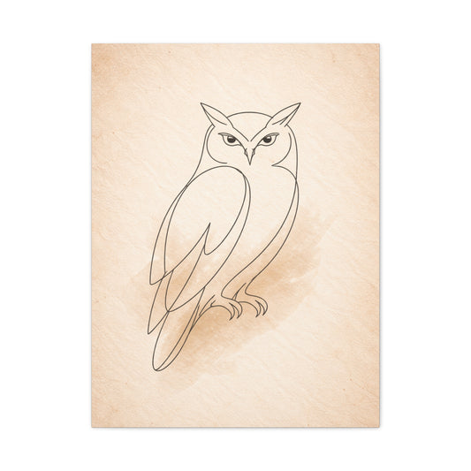 Minimal Line Art Owl Sketch Wall Art & Canvas Print