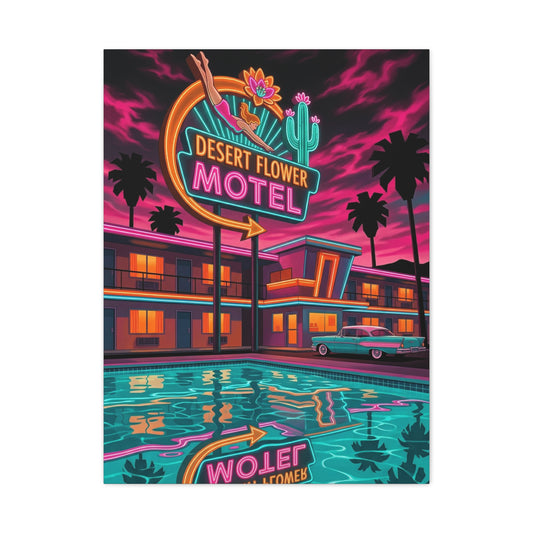 Retro Desert Flower Motel Pop-Art Wall Art & Canvas Print