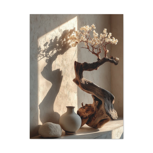 Sculptural Driftwood Bonsai Wall Art & Canvas Print