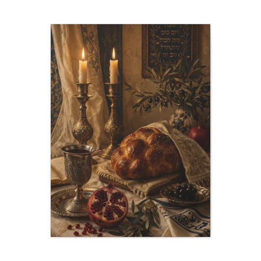 Shabbat Candlelight Still Life Wall Art & Canvas Print