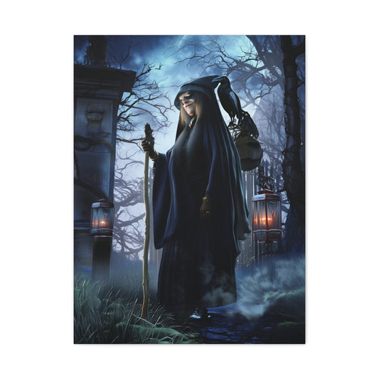 Witch with Raven Dark Fantasy Wall Art & Canvas Print