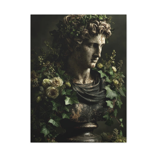 Classical Bust with Botanical Elegance Wall Art & Canvas Print