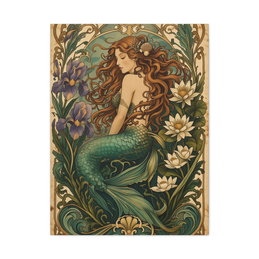 Art Nouveau Floral Mermaid Elegance Wall Art & Canvas Print