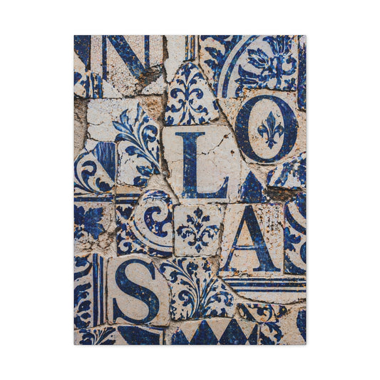 Blue Tile Mosaic Letter Composition Wall Art & Canvas Print