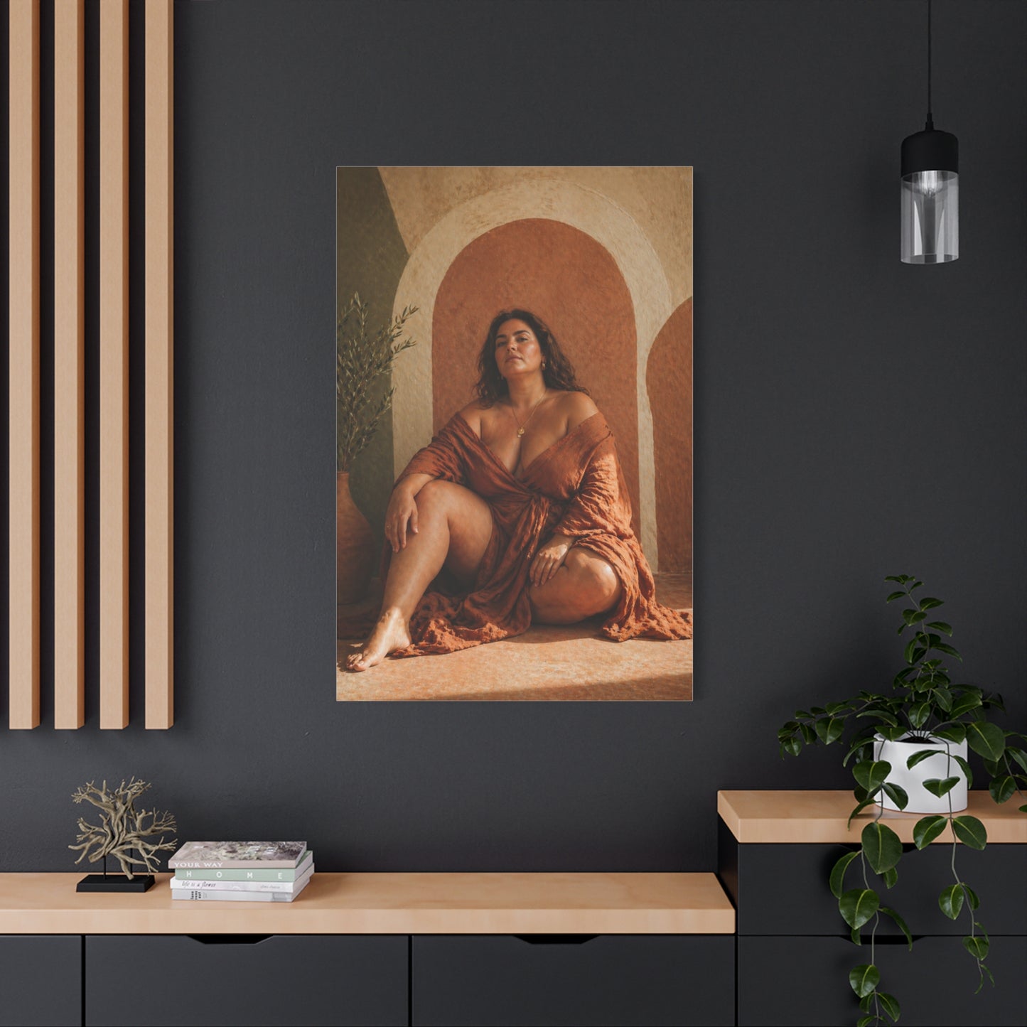 Boho Body-Positive Seated Portrait Wall Art & Canvas Print