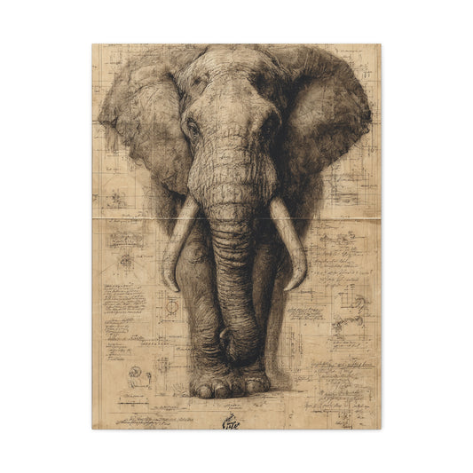 Vintage Elephant Natural History Study Wall Art & Canvas Print